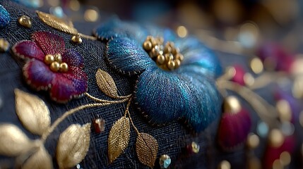 Golden ornamental fabric elegant pattern high resolution picture