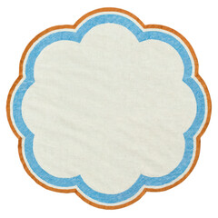 Minimalist linen napkin with subtle embroidery, photographed from above on a clean background. This soft, elegant textile piece is perfect for product mockups, table styling, or interior design 