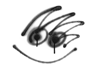 Photo graffiti, grunge spray stain symbol, icon isolated on white