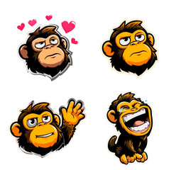 Cute monkey sticker pack with expressive designs for fun messaging and social media