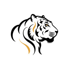 Obraz premium Unique Tiger Silhouette Vector Logo Designs Black on White with Dynamic Poses, Stripes, Roaring, Walk, Head, Leaping, and Powerful Artistic Illustrations for Premium Icon Graphic Design