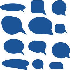 Collection of Blue Speech Bubbles Various Shapes chat bubble