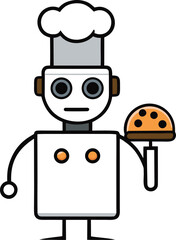 Robot Chef Hat Baking Cookies Cute Character Art