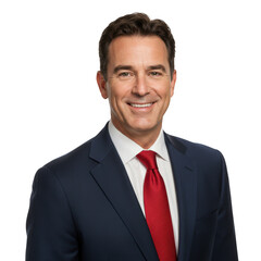 Smiling businessman in suit portrait isolated on transparent background