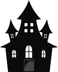 Black Haunted House Spooky Silhouette Illustration