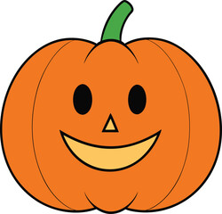 Orange Pumpkin Slice Carved Smile on Transparent Background