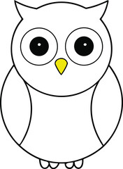 White Owl Perched Round Eyes on Transparent Background