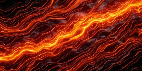 Abstract Molten Lines  Fiery Orange and Red, Industrial Look, High Energy