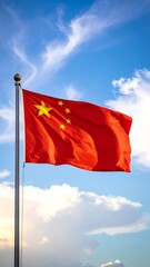 Chinese flag waving in the sky