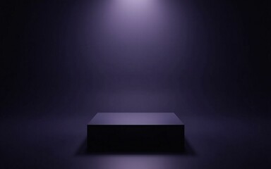 Empty podium or pedestal in elegant on dark Purple gradient background,ideal mockup for product display presentation showcase backdrop design