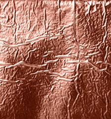 Crinkled copper foil texture, close up