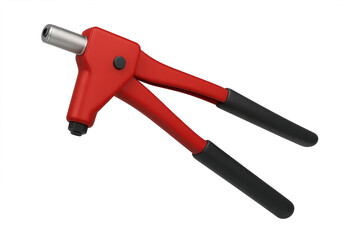 Red rivet gun tool isolated on transparent background, construction equipment