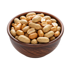 Bowl of roasted peanuts isolated on transparent background
