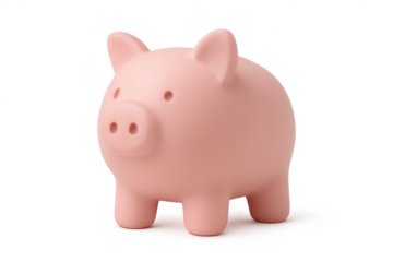 Isolated pink piggy bank on transparent background, saving concept image