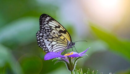 Obraz premium Delicate butterfly on a vibrant purple flower
