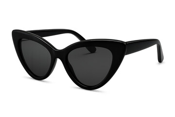 Stylish black cat-eye sunglasses isolated on a transparent background for fashion.
