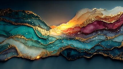 Stunning gold teal artwork high resolution picture