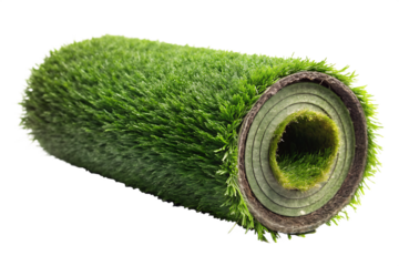 Rolled Artificial Grass Turf with Visible Layers on Background fake grass synthetic turf isolated on a transparent background