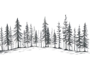 Naklejka premium Pine tree forest drawing sketch plant.