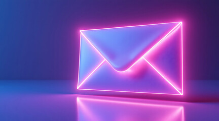 Neon email icon glowing in cyberpunk style