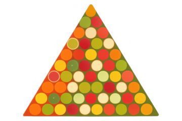 Colorful geometric triangle pattern with circles isolated on transparent background