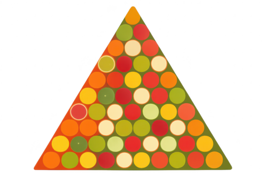 Colorful geometric triangle pattern with circles isolated on transparent background