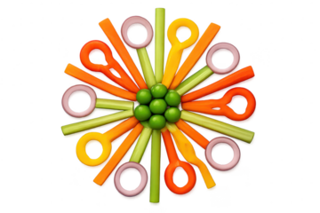 Vibrant vegetable mandala design, isolated on transparent background, healthy food