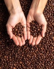 Hands holding coffee beans