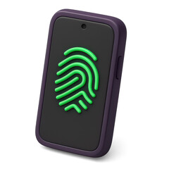 A sleek device featuring a green fingerprint icon, likely for biometric security.