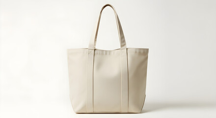 Minimalist cream leather tote bag with spacious interior and sturdy handles, perfect for everyday use, shopping, travel, or work, offering timeless versatility and understated elegance.

