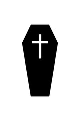 Obraz premium Simple white coffin with cross outline for somber memorial design or funeral service announcement