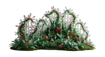 Archway of crystalline vines with pink and white flowers