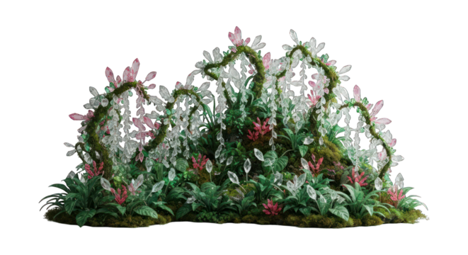 Archway of crystalline vines with pink and white flowers