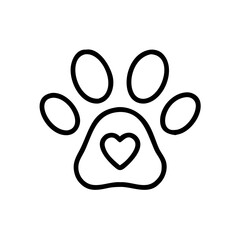Obraz premium Paw print icon with heart symbol representing love for pets 