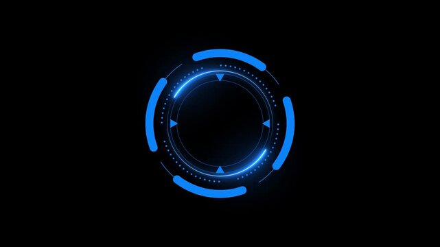 Hologram HUD circle interfaces Abstract sci-fi tunnel cyberspace. 3D portal Futuristic fantasy high-tech funnel wireframe tunnel Circle elements Sci Fi circle elements backdrop on black background. 4k