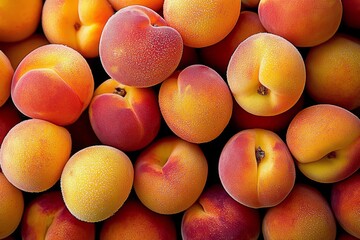 A close-up image of fresh, juicy apricots, showcasing their vibrant hues and velvety texture, highlighting nature's bounty and the joy of healthy, delicious fruits during summer.