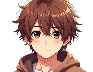 Close-up portrait of a young anime boy