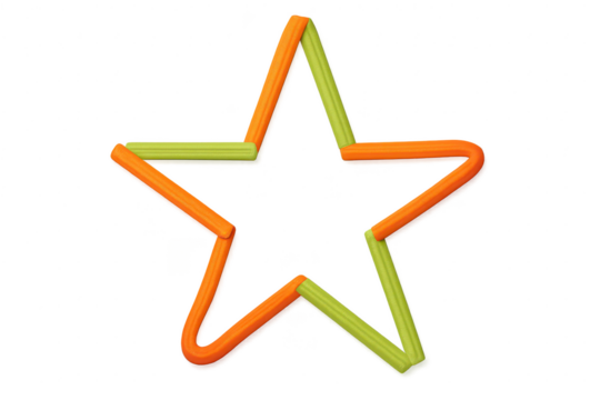 Abstract orange and green star shape isolated on transparent background design