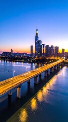 Obraz premium City bridge at dawn