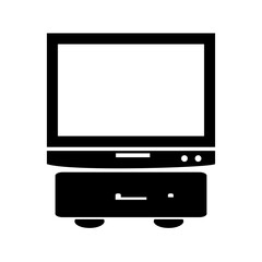 Vector icon illustration of a flat-screen computer monitor, display, or laptop technology for desktop video and digital business design silhouette