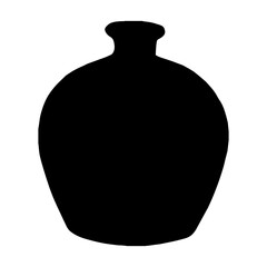Black ceramic vase object silhouette illustration isolated on white background