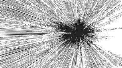 Obraz premium Black hole explosion sketch, hand drawn vector, abstract cosmic burst with radiating lines — stock vector