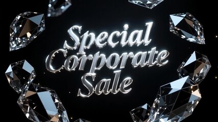 Sparkling diamonds surround elegant text announcing a special corporate sale event