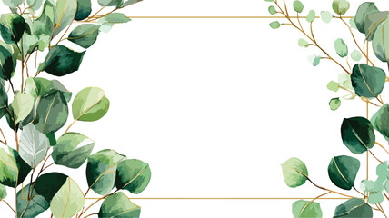 Elegant Eucalyptus Leaves Watercolor Frame Vector Drawing