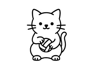 Cartoon Cat Line Art for Coloring and Design