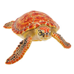 Vibrant sea turtle isolated on transparent background