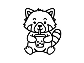 Cartoon Red Panda Line Art for Coloring and Design