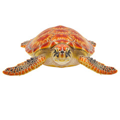 Hawksbill sea turtle isolated on transparent background