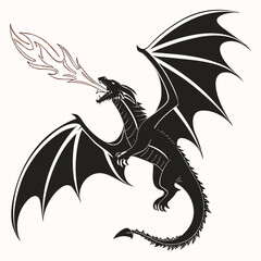 dragon tattoo design black and white vector