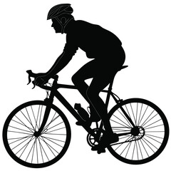 Naklejka premium cyclist silhouette black and white vector